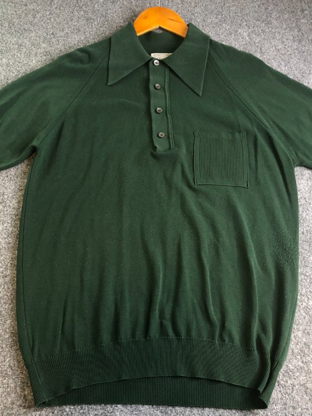 Vintage 1960s Glasgo Knit Polo Shirt Mens Medium Banlon Nylon Beatnik Atomic Mod - Picture 3 of 10